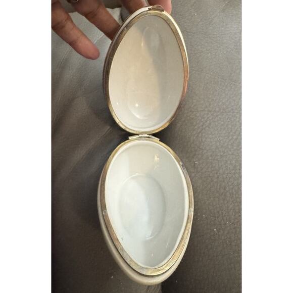 -FIGURINE VTG LEFTON Egg Shaped Trinket Box Made In Japan - Picture 3 of 11